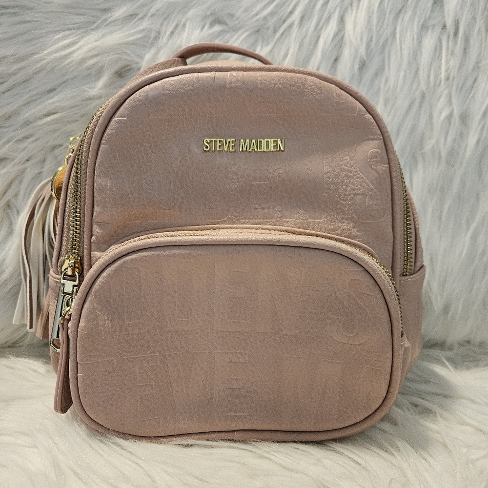 Steve Madden Pink Logo Print Mini Backpack
